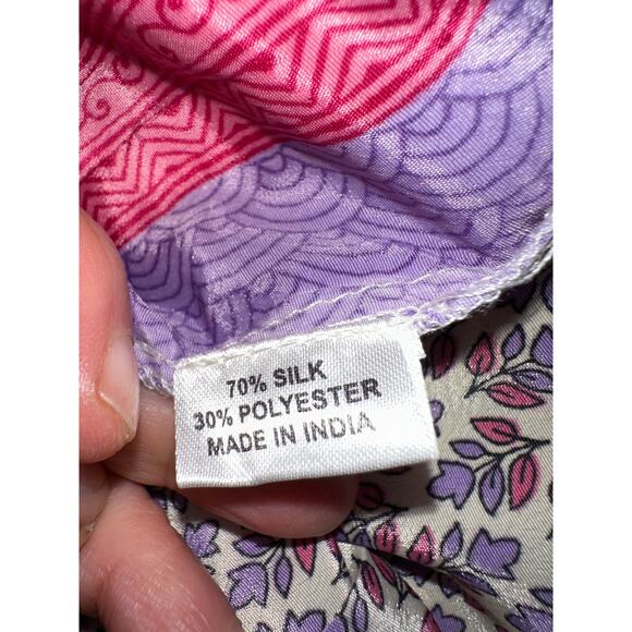 PERRY WALKER COLLECTIVE SILK BLEND INDIA BLOCK PRINT PATCHWORK BOHO MAXIDRESS 3 - Picture 7 of 11